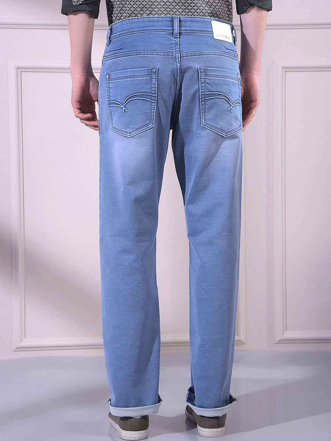 Crisp Light Blue Straight Smooth Jeans