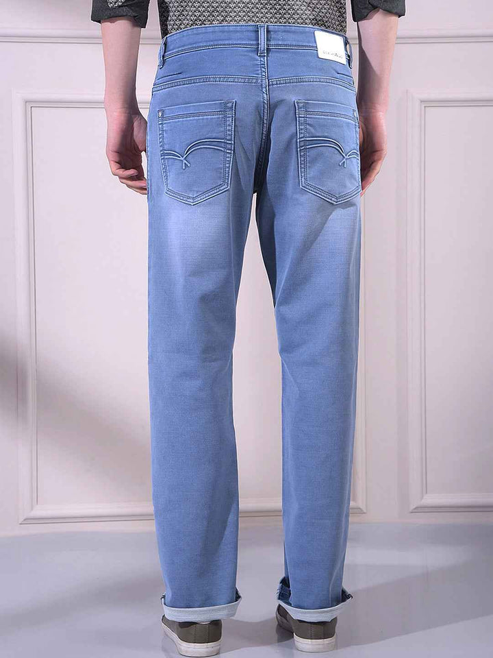 Crisp Light Blue Straight Smooth Jeans