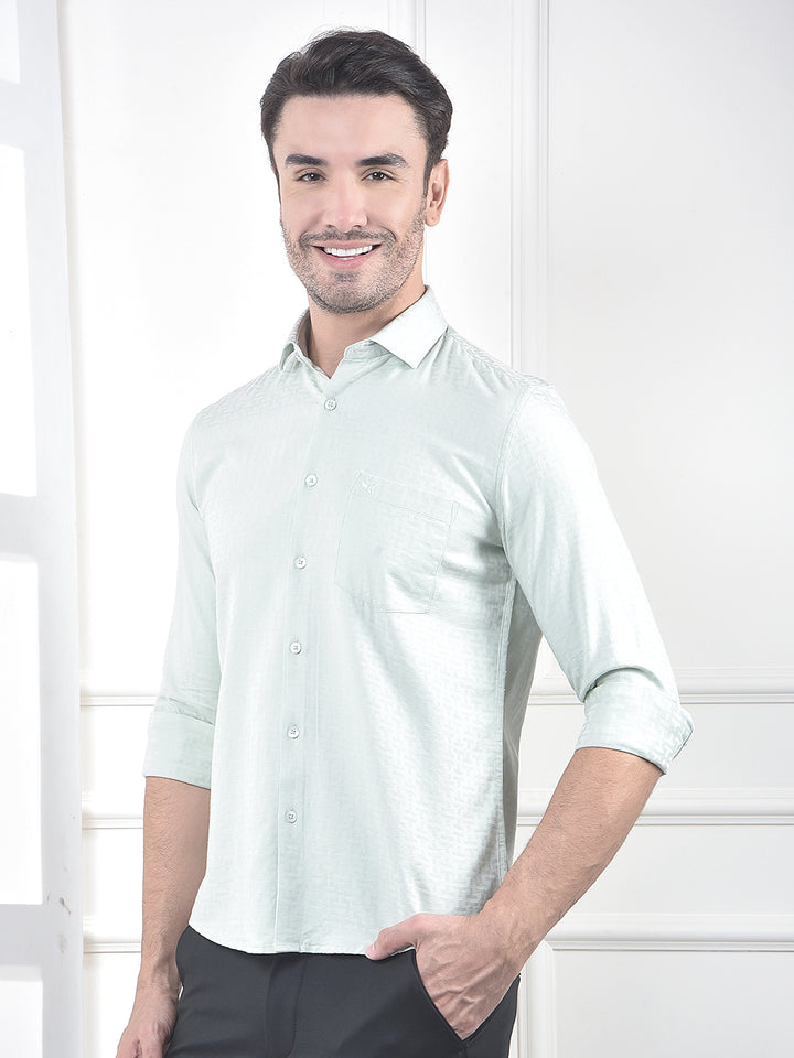 Green Jacquard 100% Cotton Shirt
