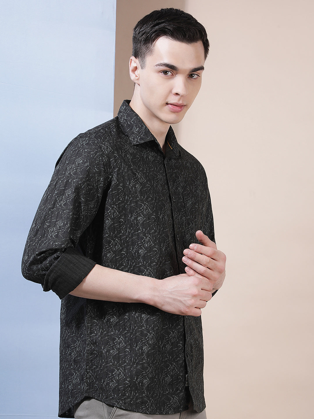 Black Modern Printed Casual Shirt