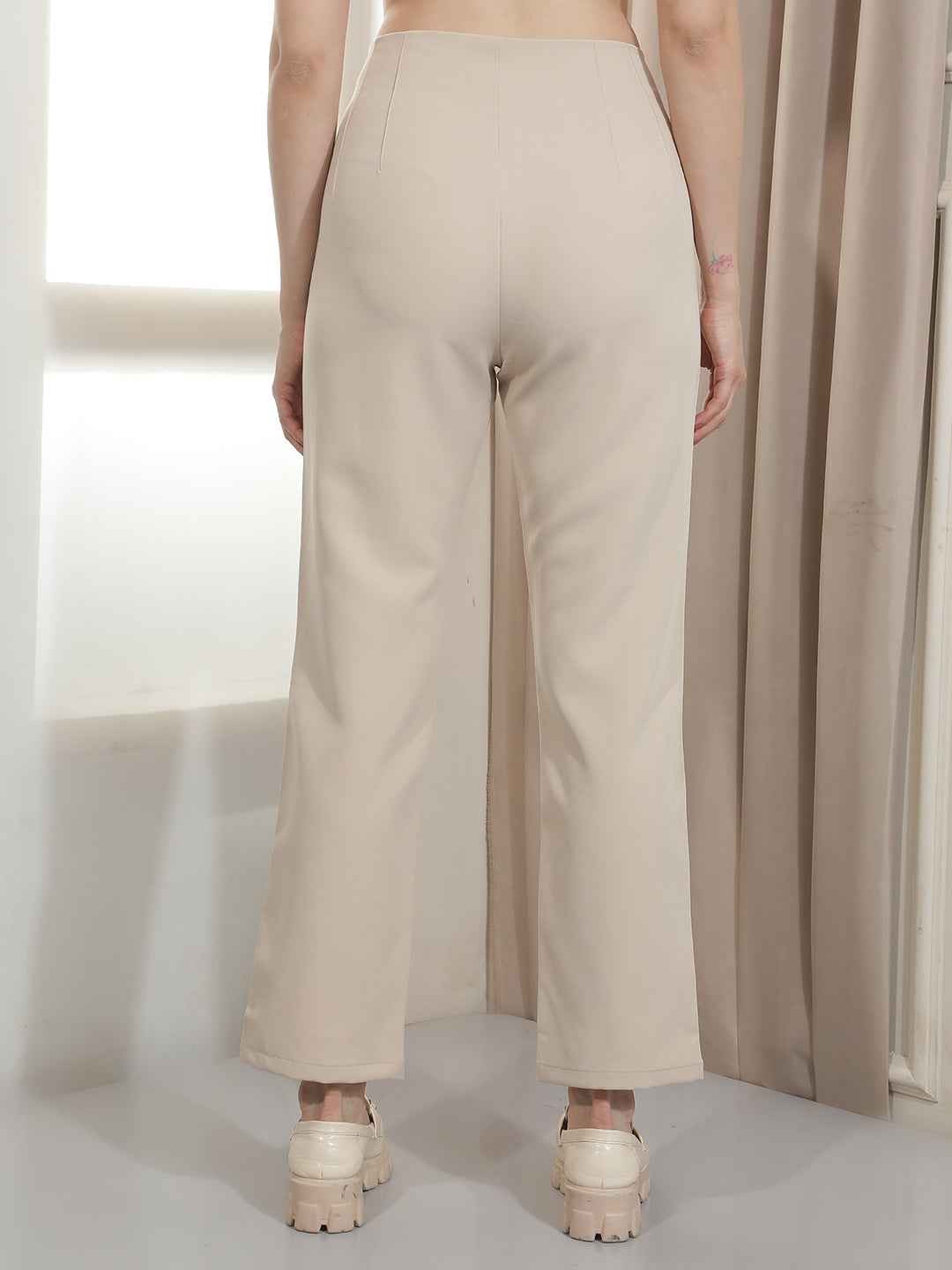 Sophisticated Beige Classic Trousers