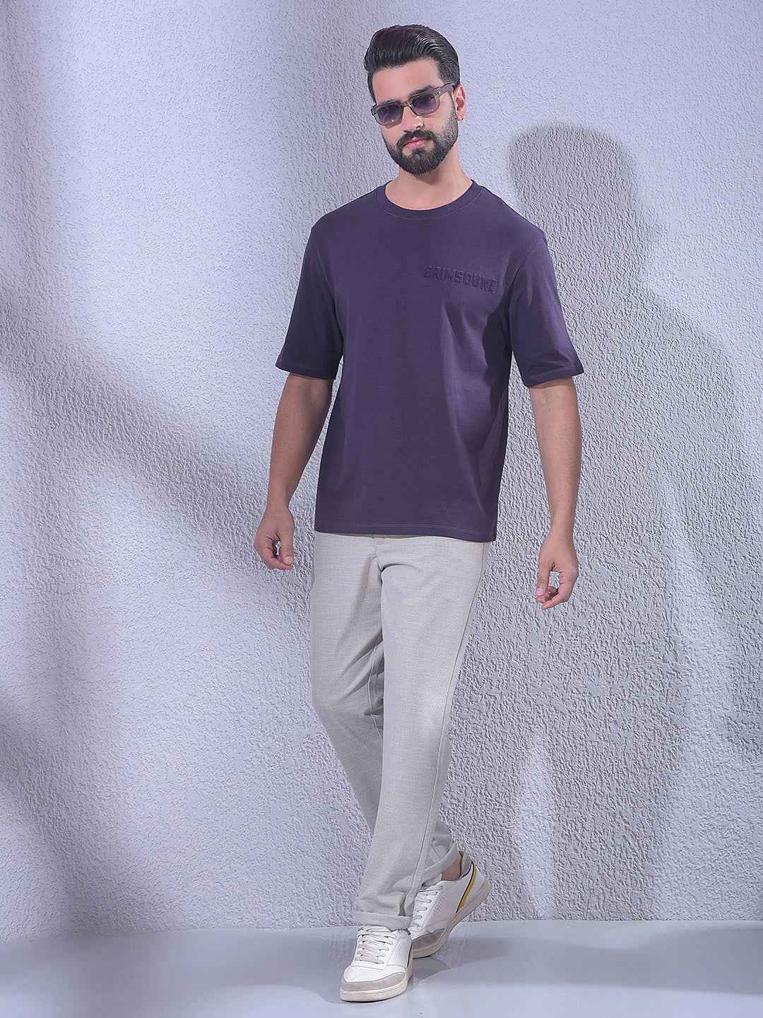 Purple 100% Cotton Oversize Brand Logo T-Shirt