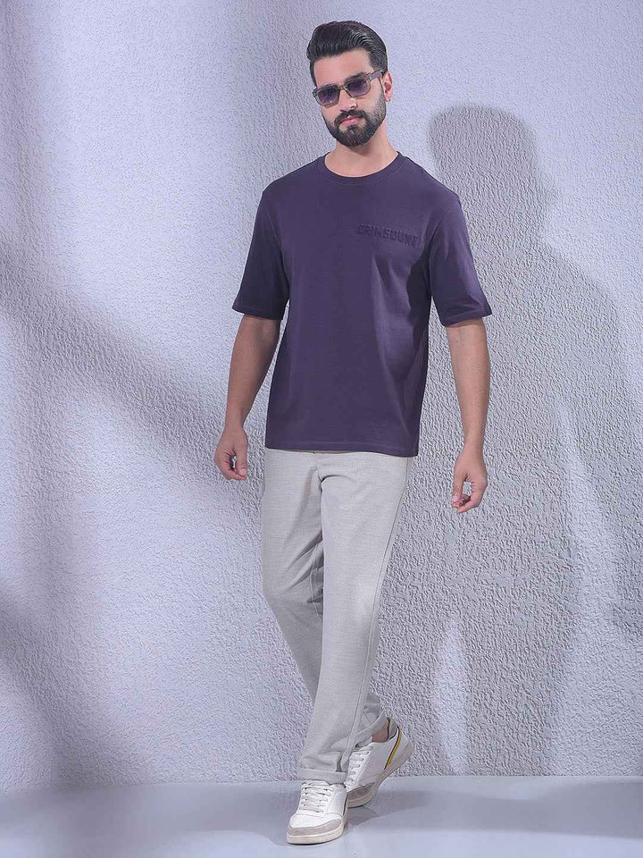 Purple 100% Cotton Oversize Brand Logo T-Shirt