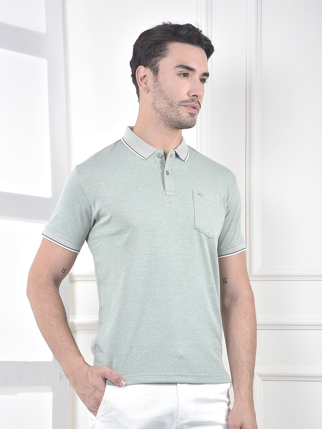 Green Polo Neck T-Shirt
