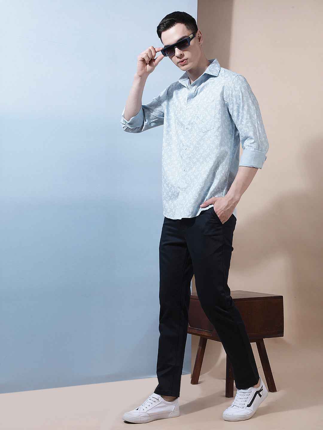 Blue Floral Print Shirt