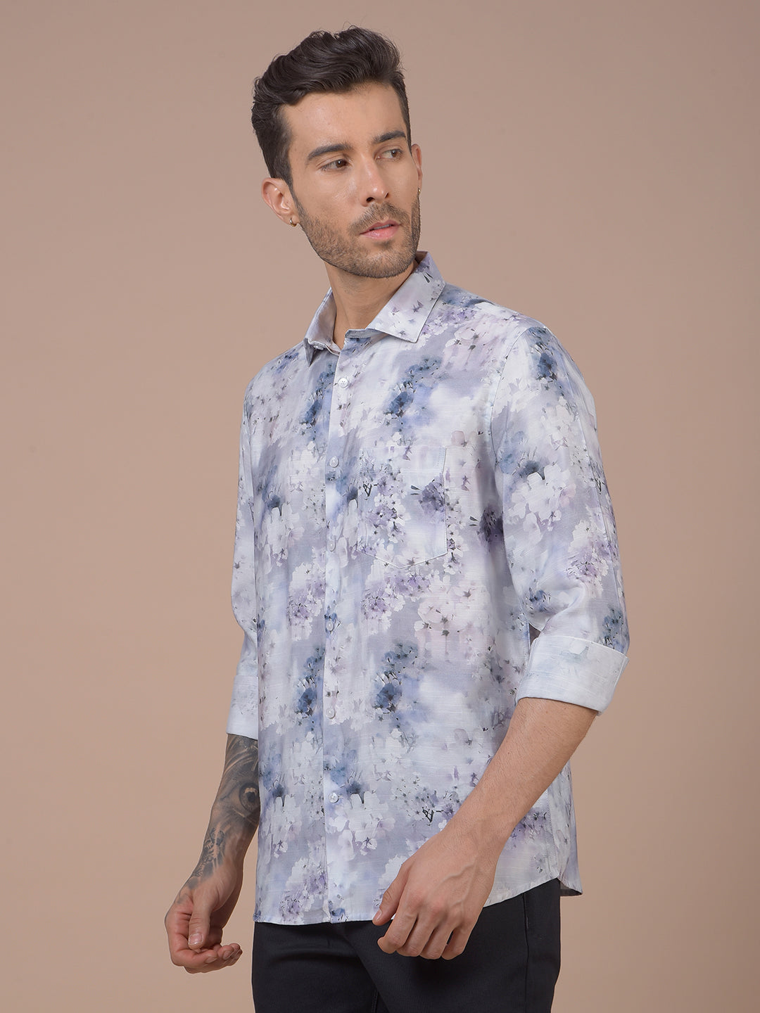 Purple Floral Print Shirt