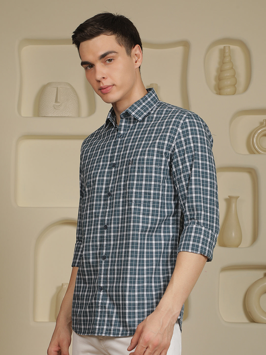 Blue Checked 100% Cotton Shirt