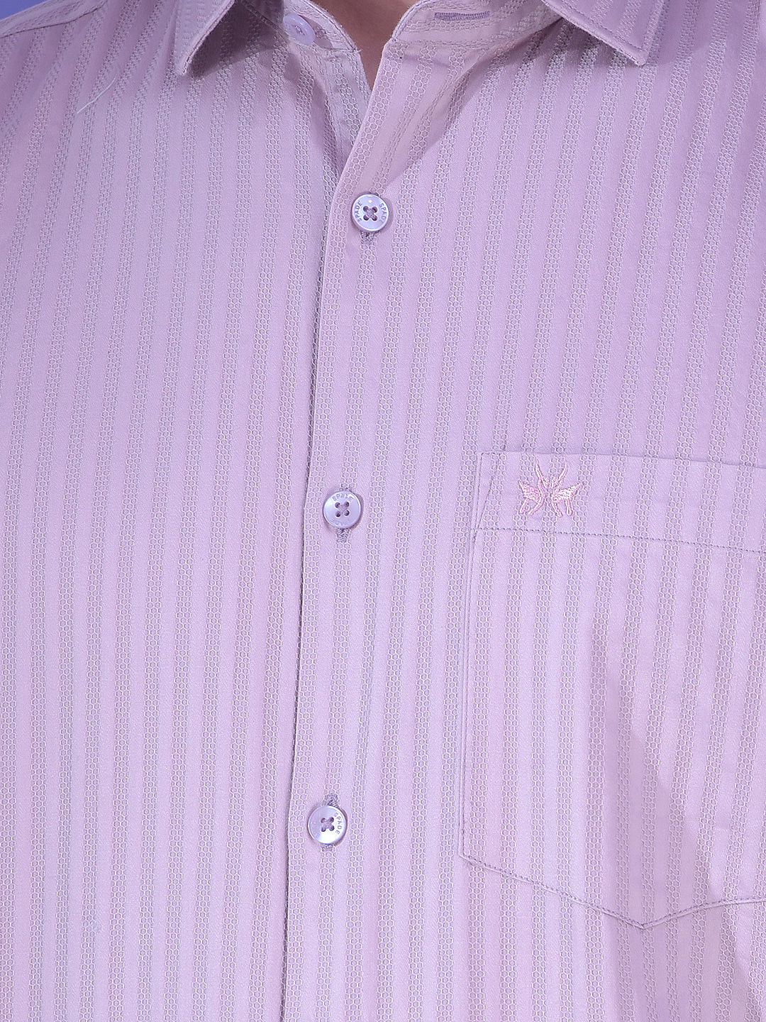 Purple Vertical Stripes 100% Cotton Shirt