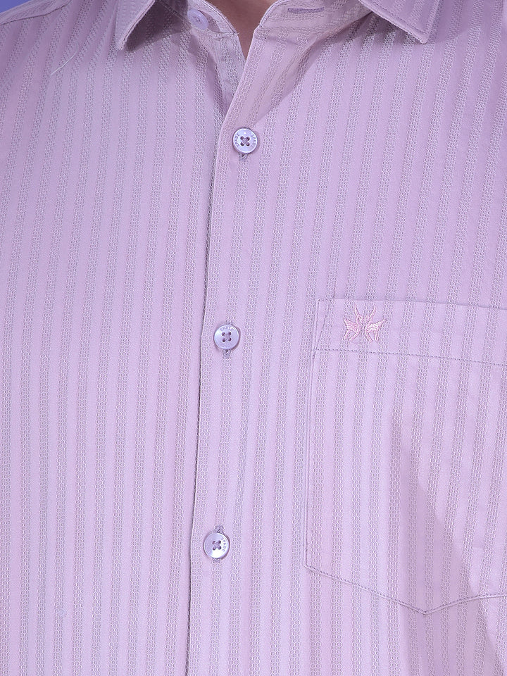 Purple Vertical Stripes 100% Cotton Shirt
