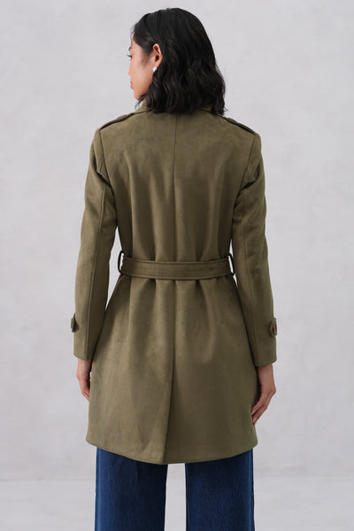 Green Notched-Lapel Over-Coat