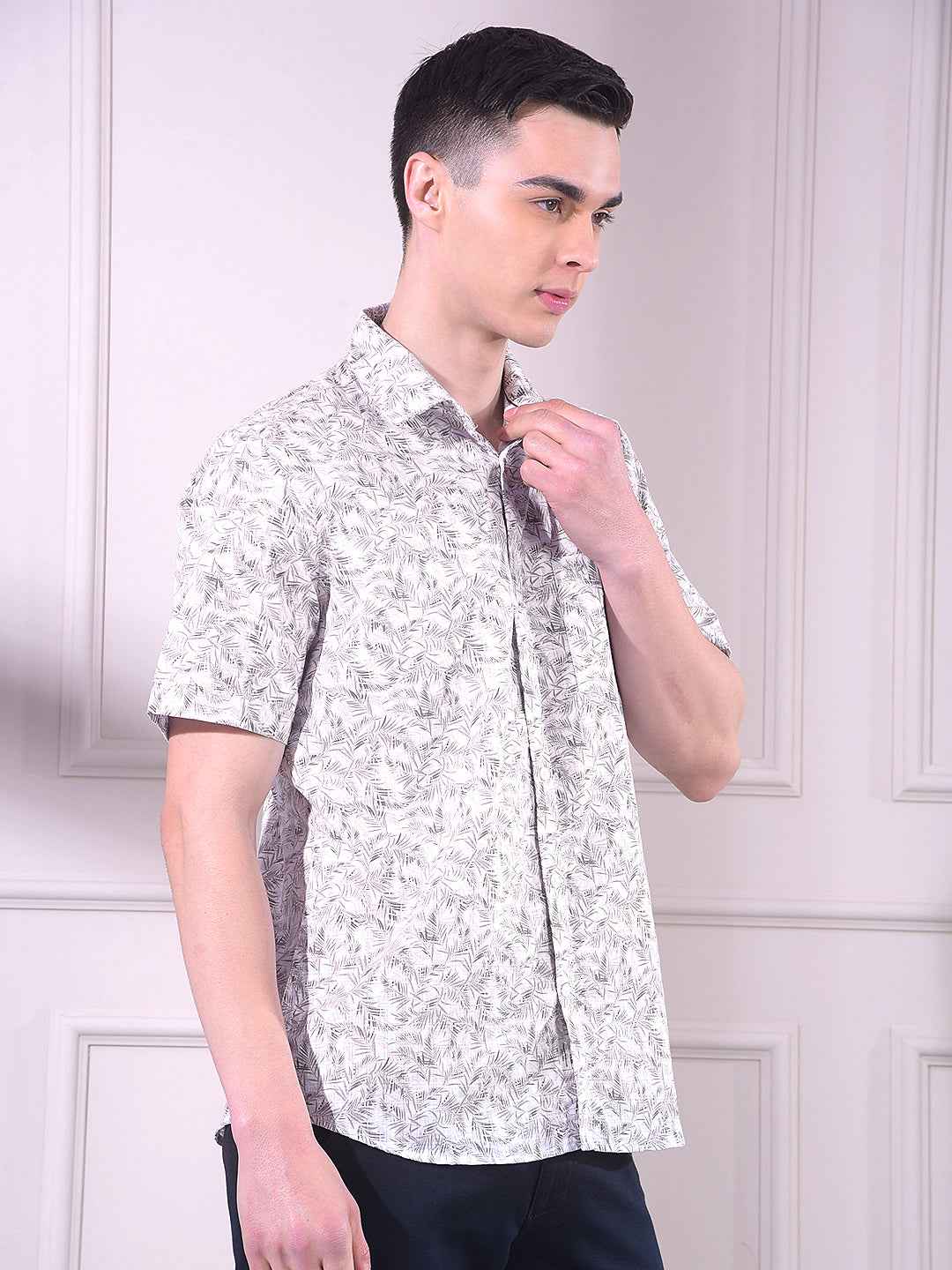 Grey Floral Print Shirt