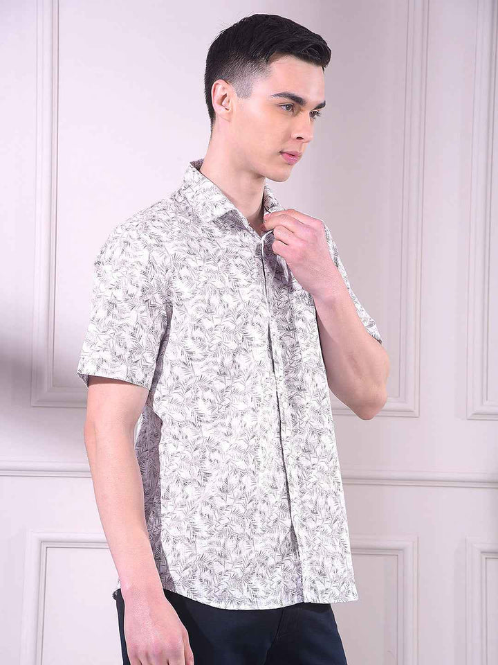 Grey Floral Print Shirt