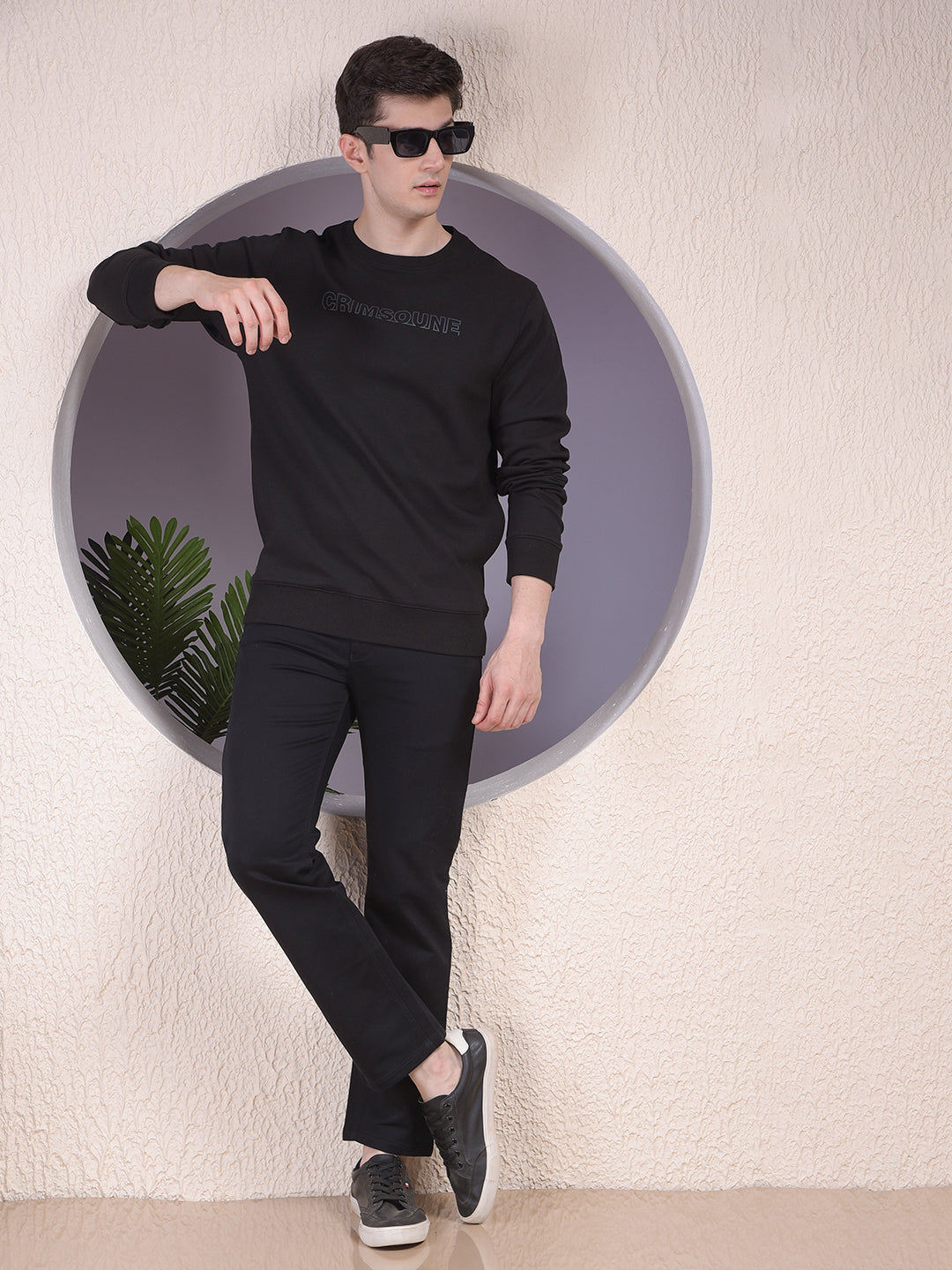 Black Typographic Print Sweatshirt