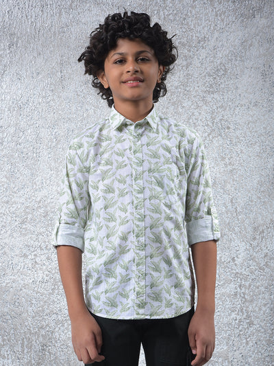 Oversized White Floral Print Shirt