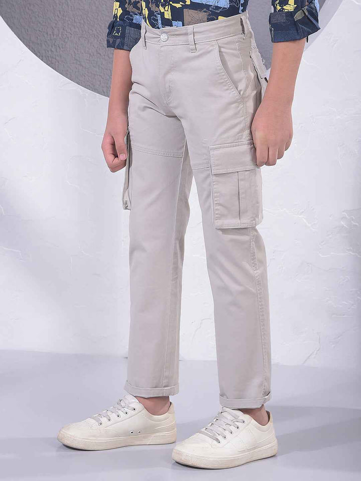 Soft Beige Utility Cargo Trousers