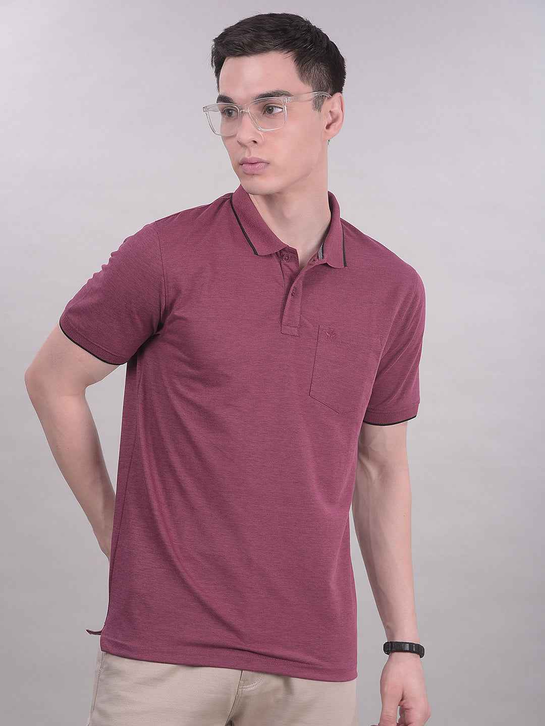 Wine Polo Neck T-Shirt