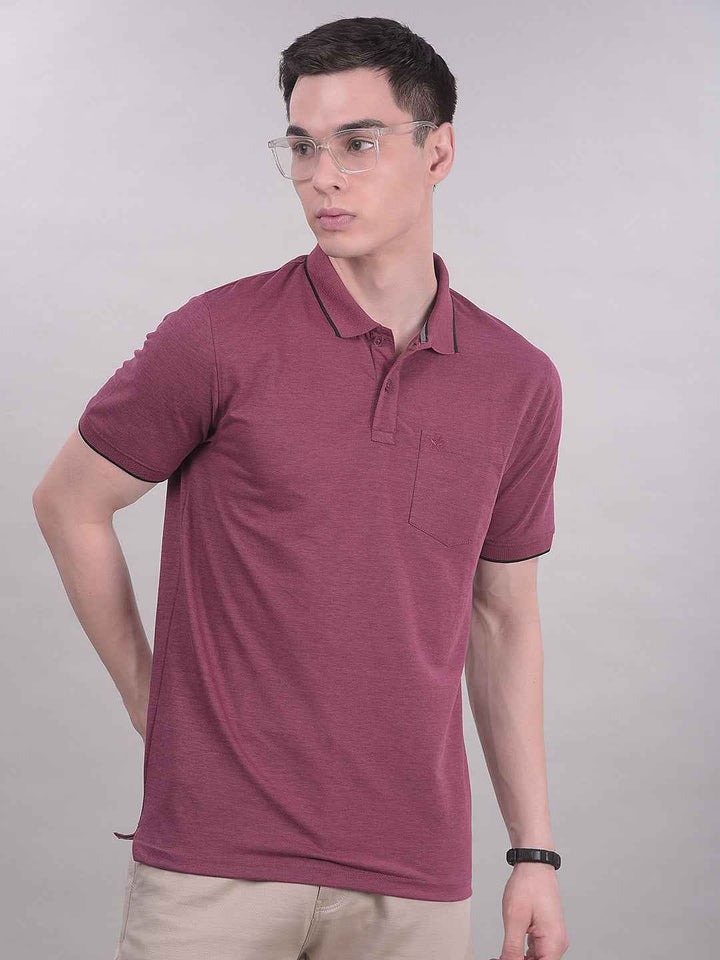 Wine Polo Neck T-Shirt