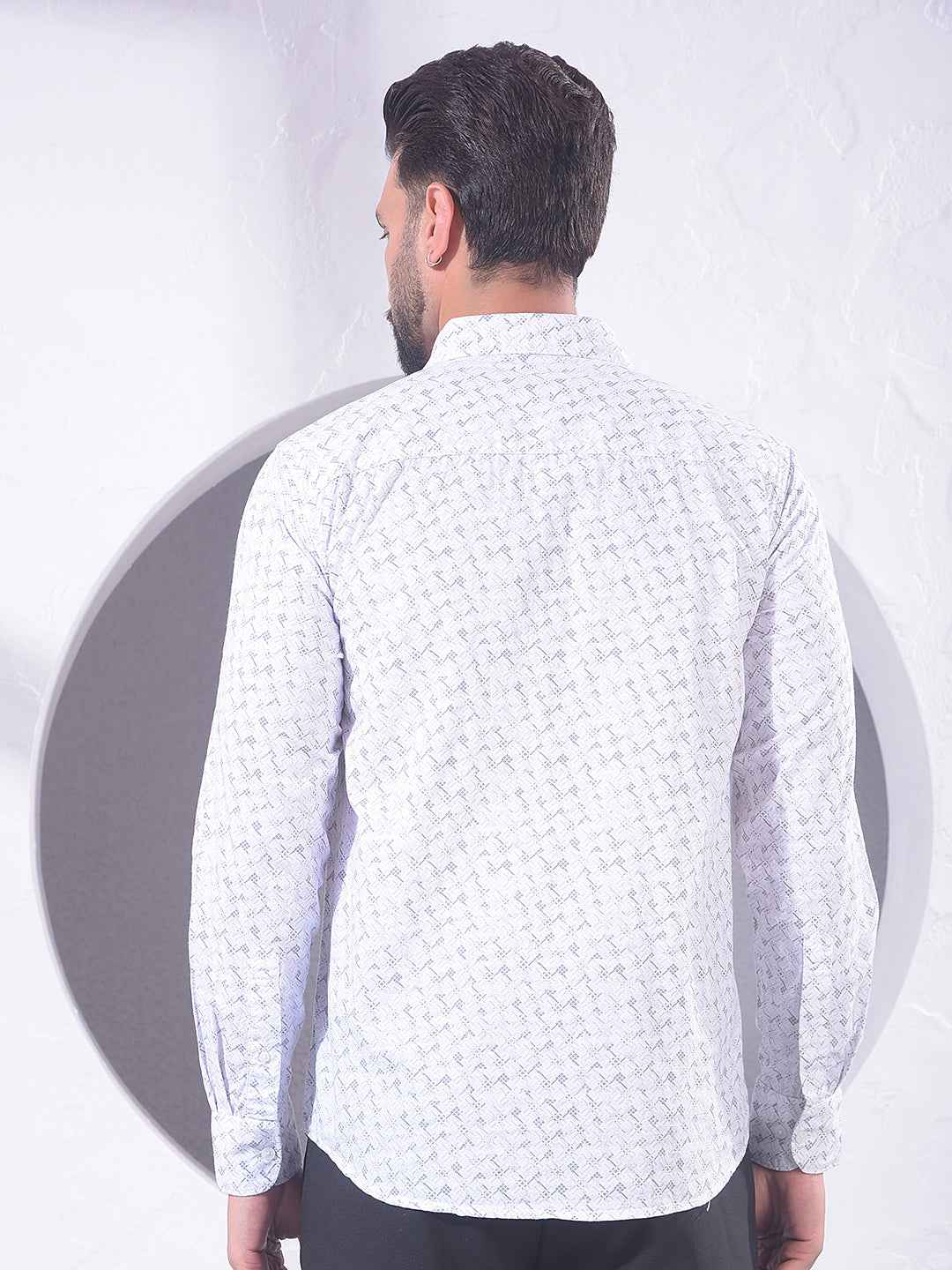 Grey Geometric Print Shirt