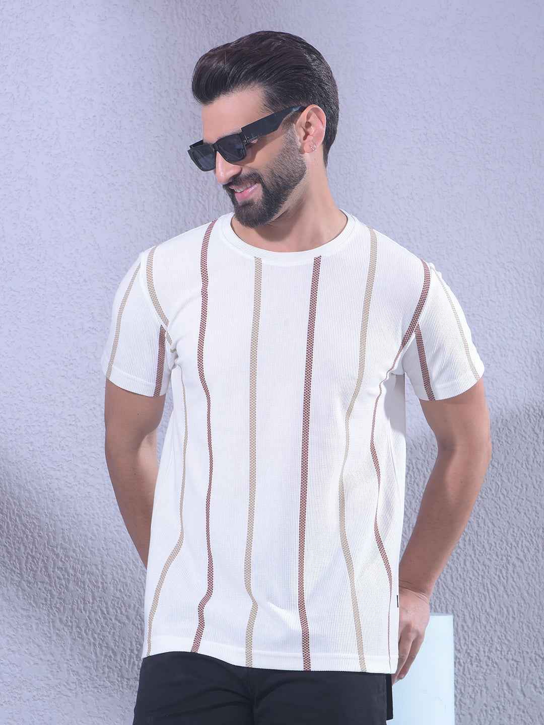 White Vertical Striped T-Shirt