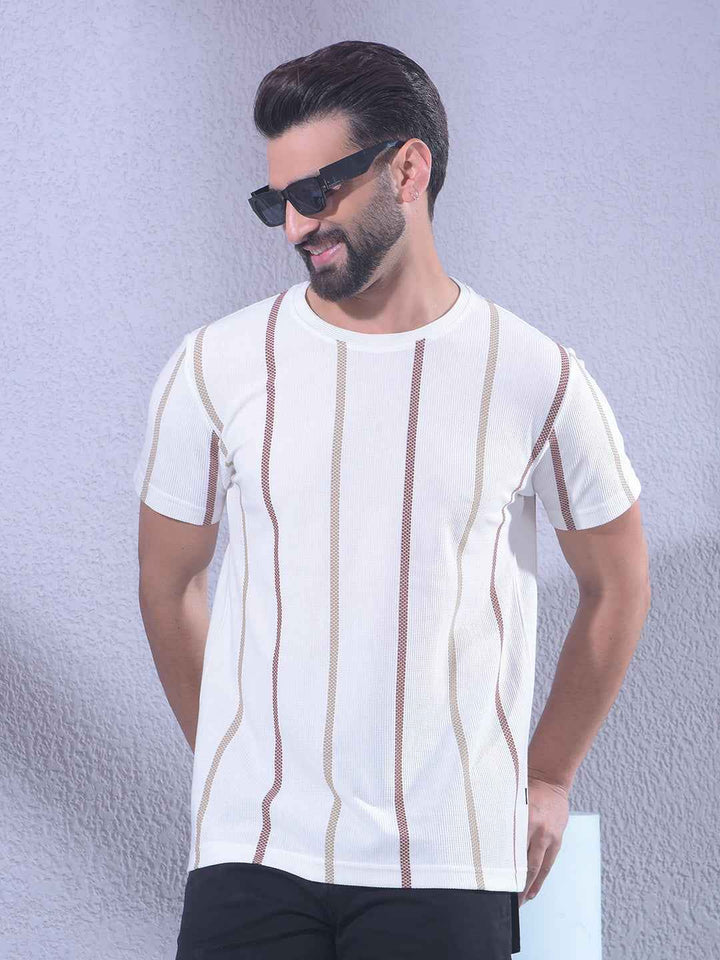 White Vertical Striped T-Shirt