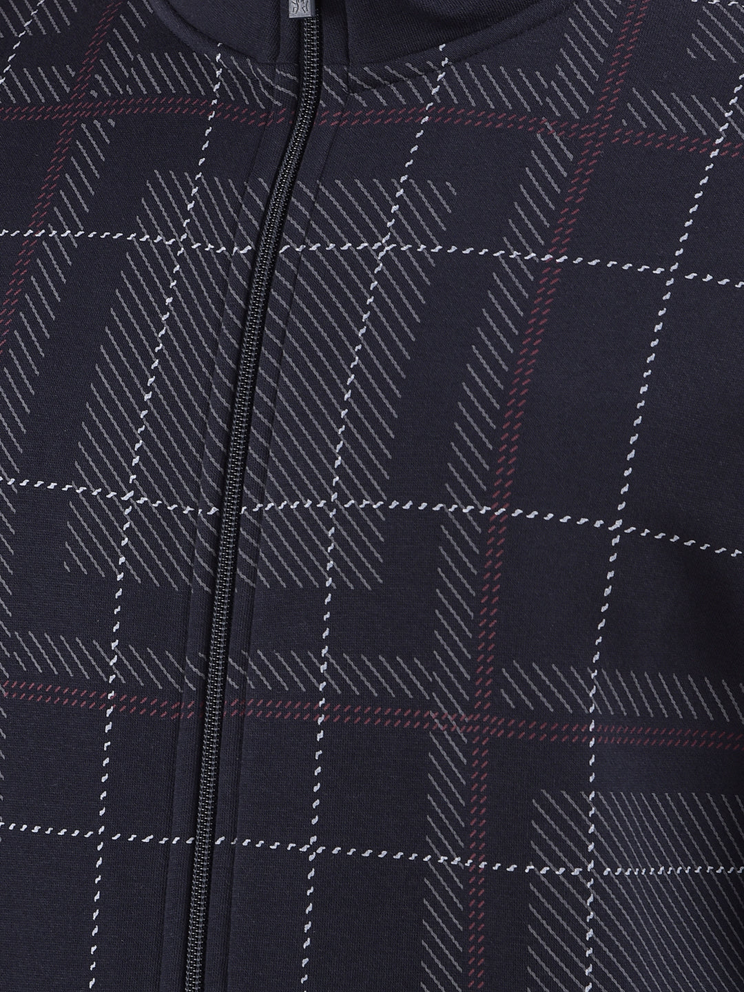 Sleek Navy Blue Checked Sweatshirt