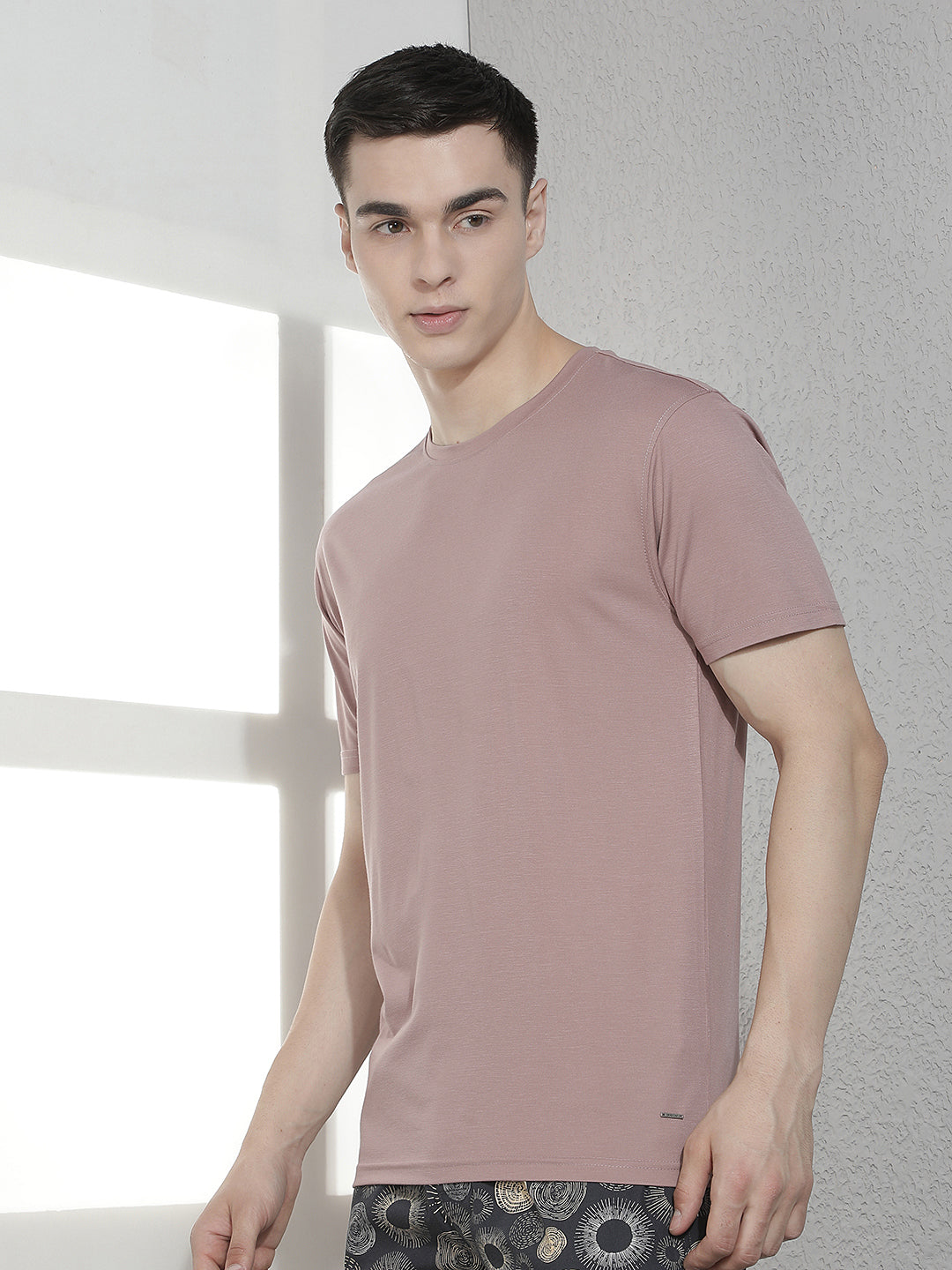 Stylish Dusty Pink Crew Neck T-Shirt