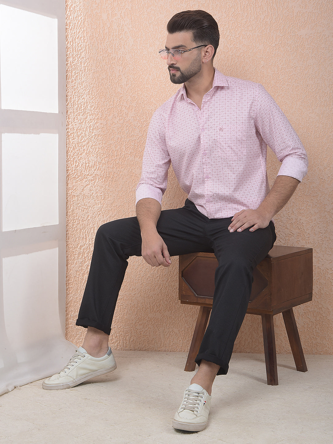 Pink Printed 100% Cotton Shirt
