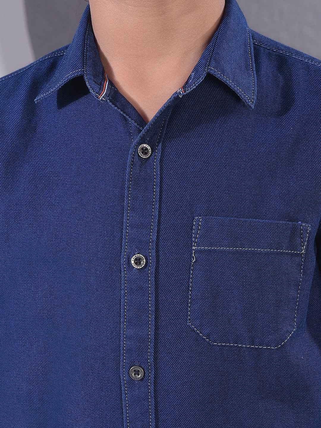 Blue 100% Cotton Denim Shirt