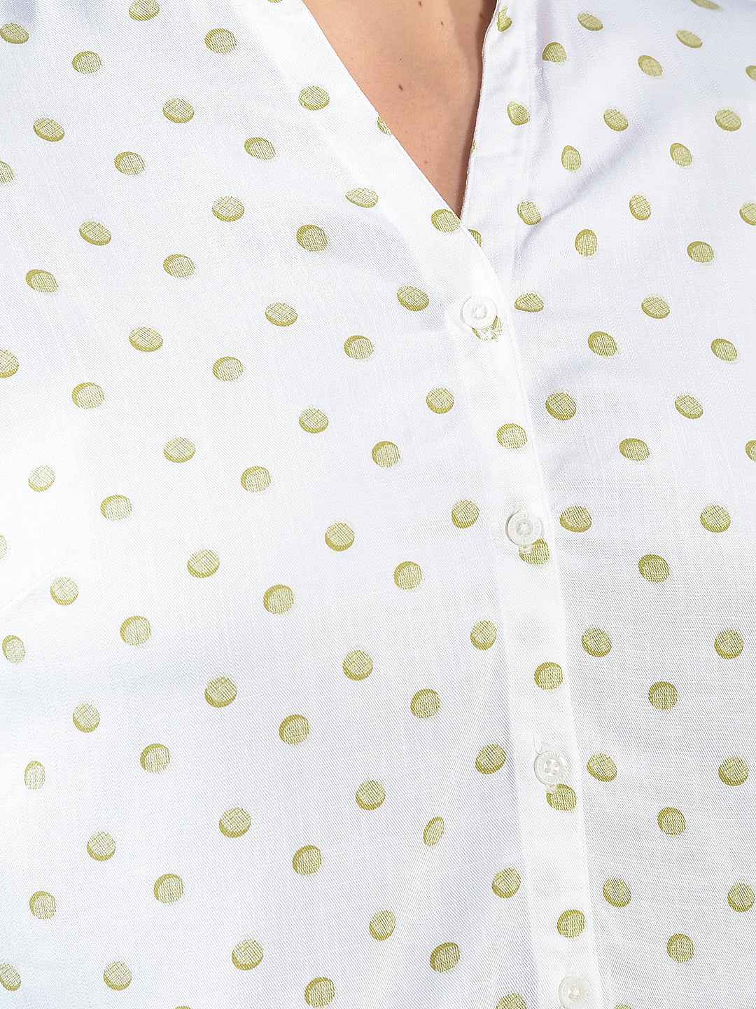 Green Polka Dots V-Neck Shirt