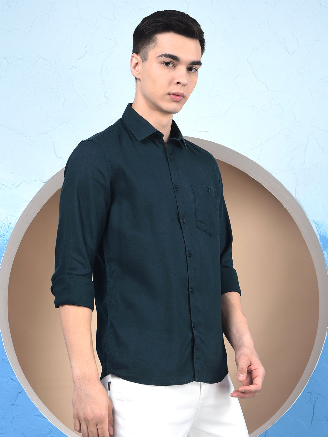 Midnight Teal Linen Shirt