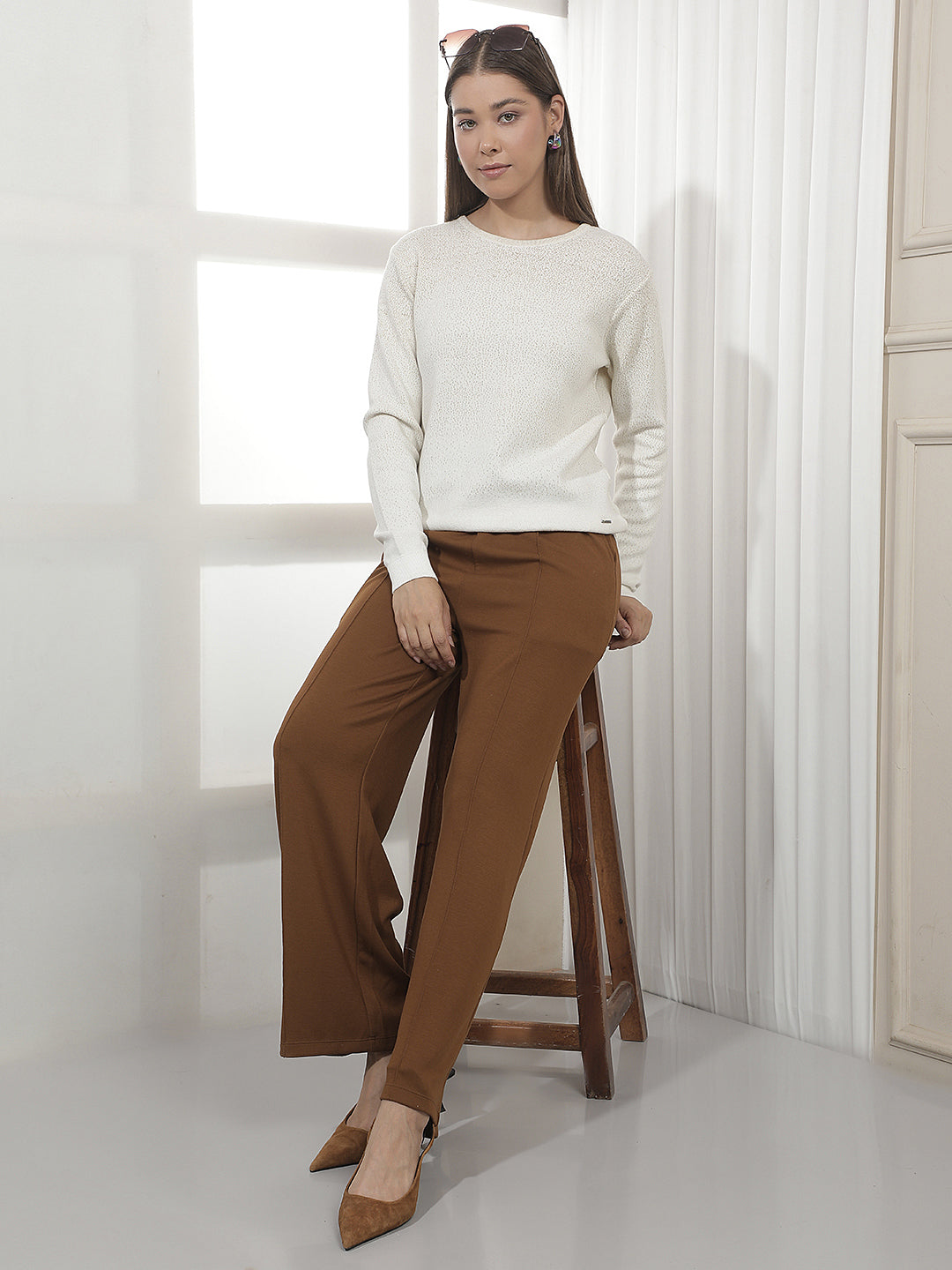 Refined Chestnut Brown Casual Trousers