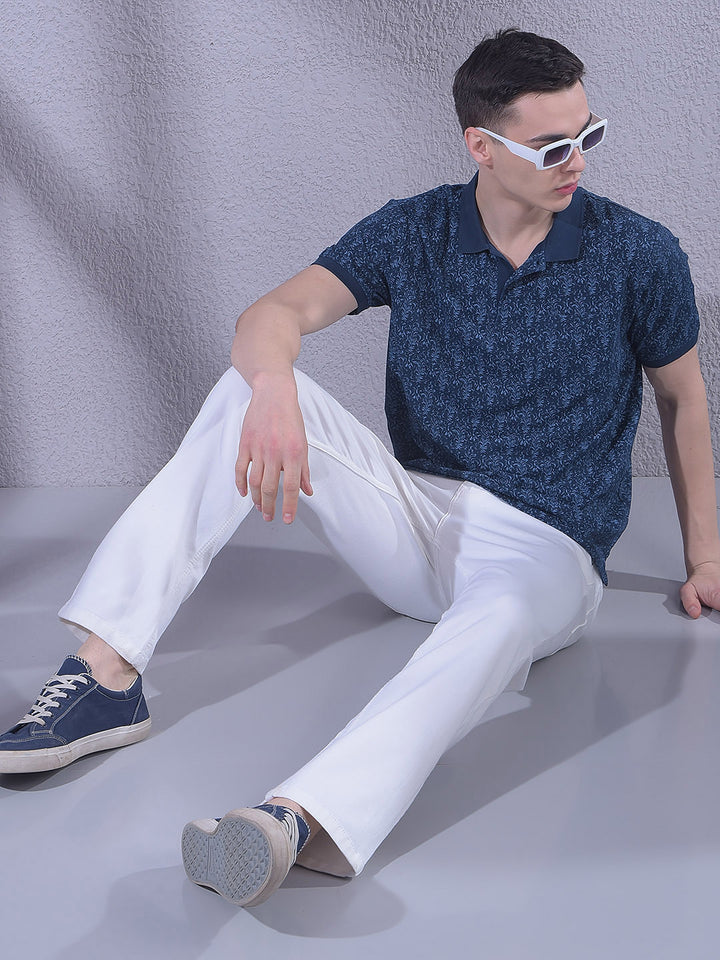 Navy Blue Floral Print T-Shirt