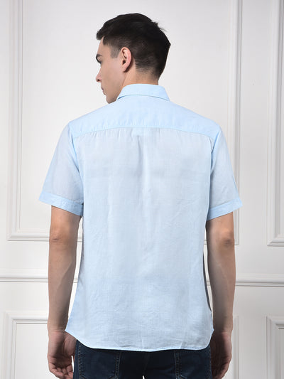 Breeze Blue Linen Short Sleeve Shirt