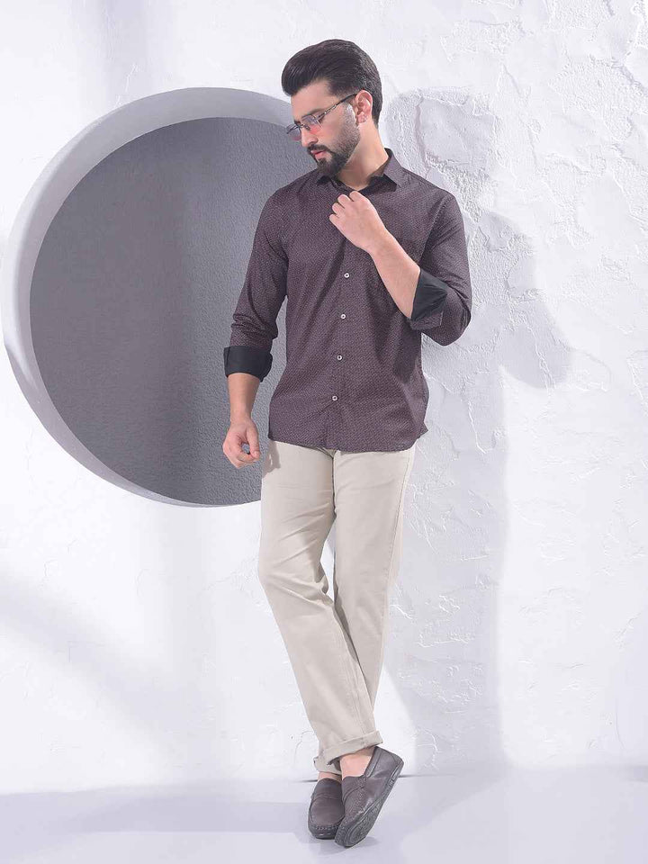 Wine Polka Dot Print Shirt