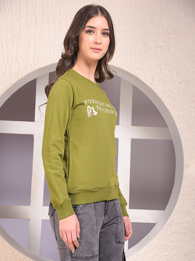 Olive Graphic Print Sweatshirt