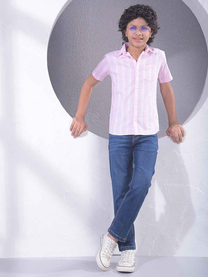 Pink Vertical Stripes 100% Cotton Shirt