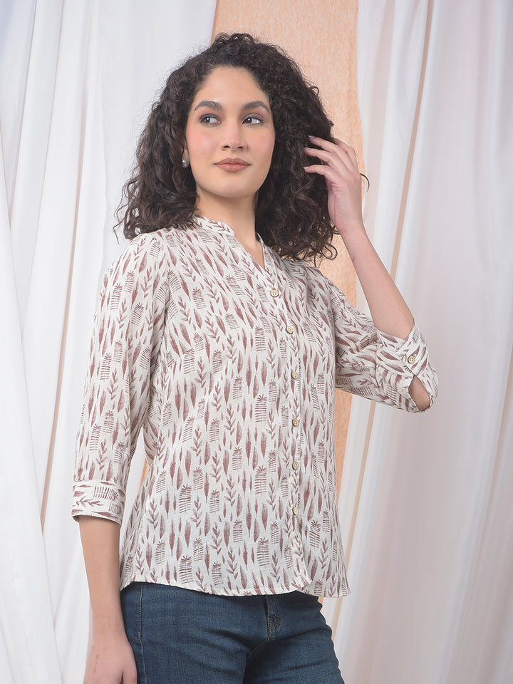 Printed Linen Brown Shirt