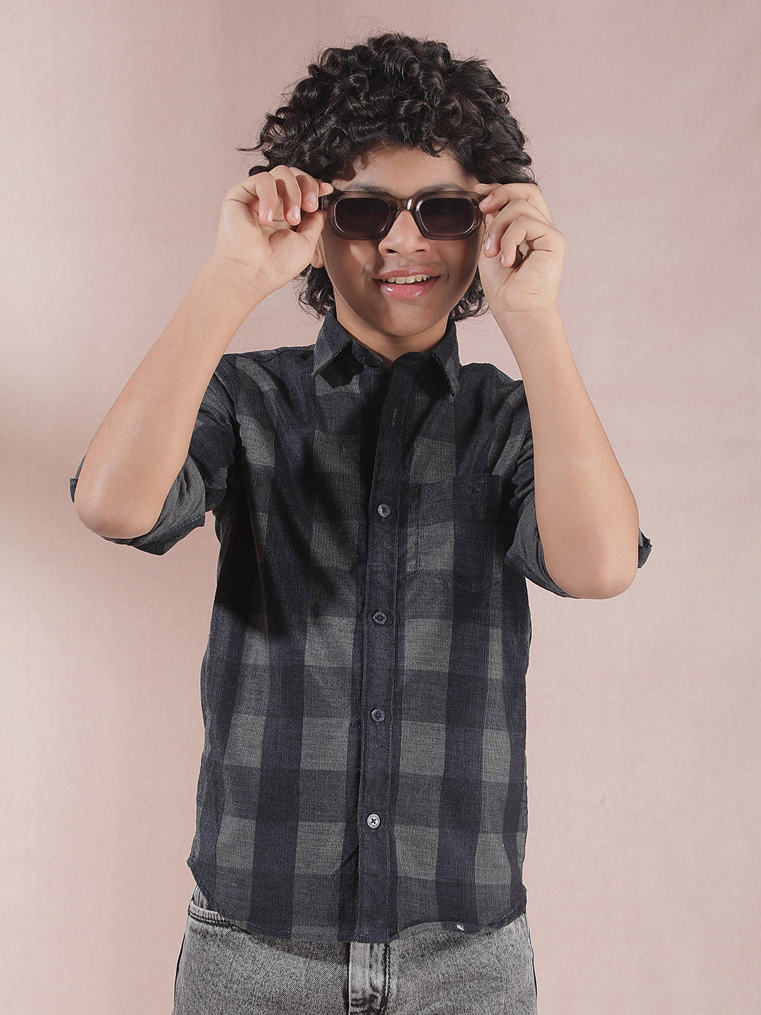 Blue Checked Corduory Shirt