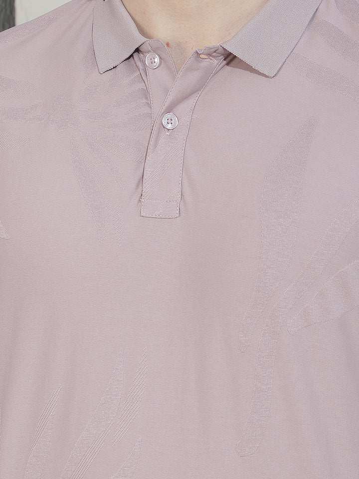 Pink Jacquard Polo T-Shirt