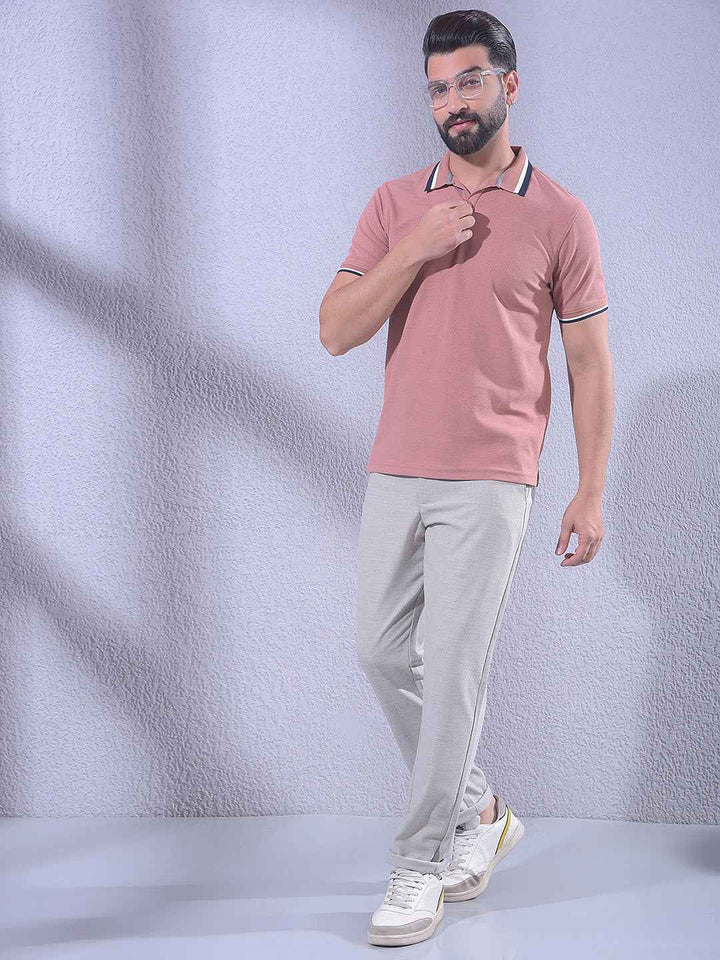 Pink Polo Neck T-Shirt