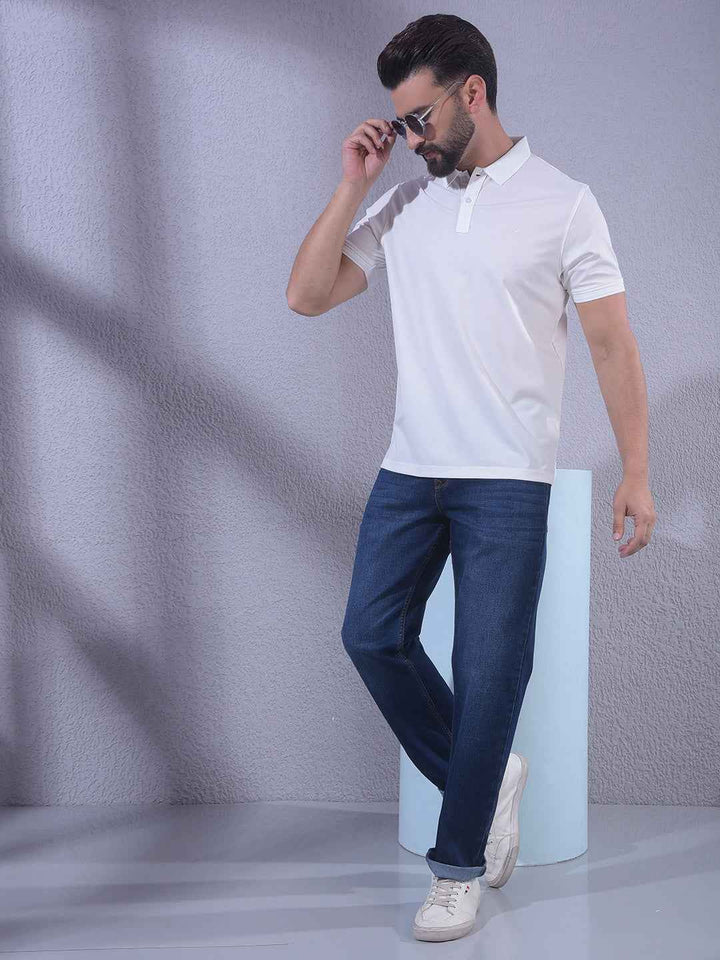 White Polo Neck T-Shirt