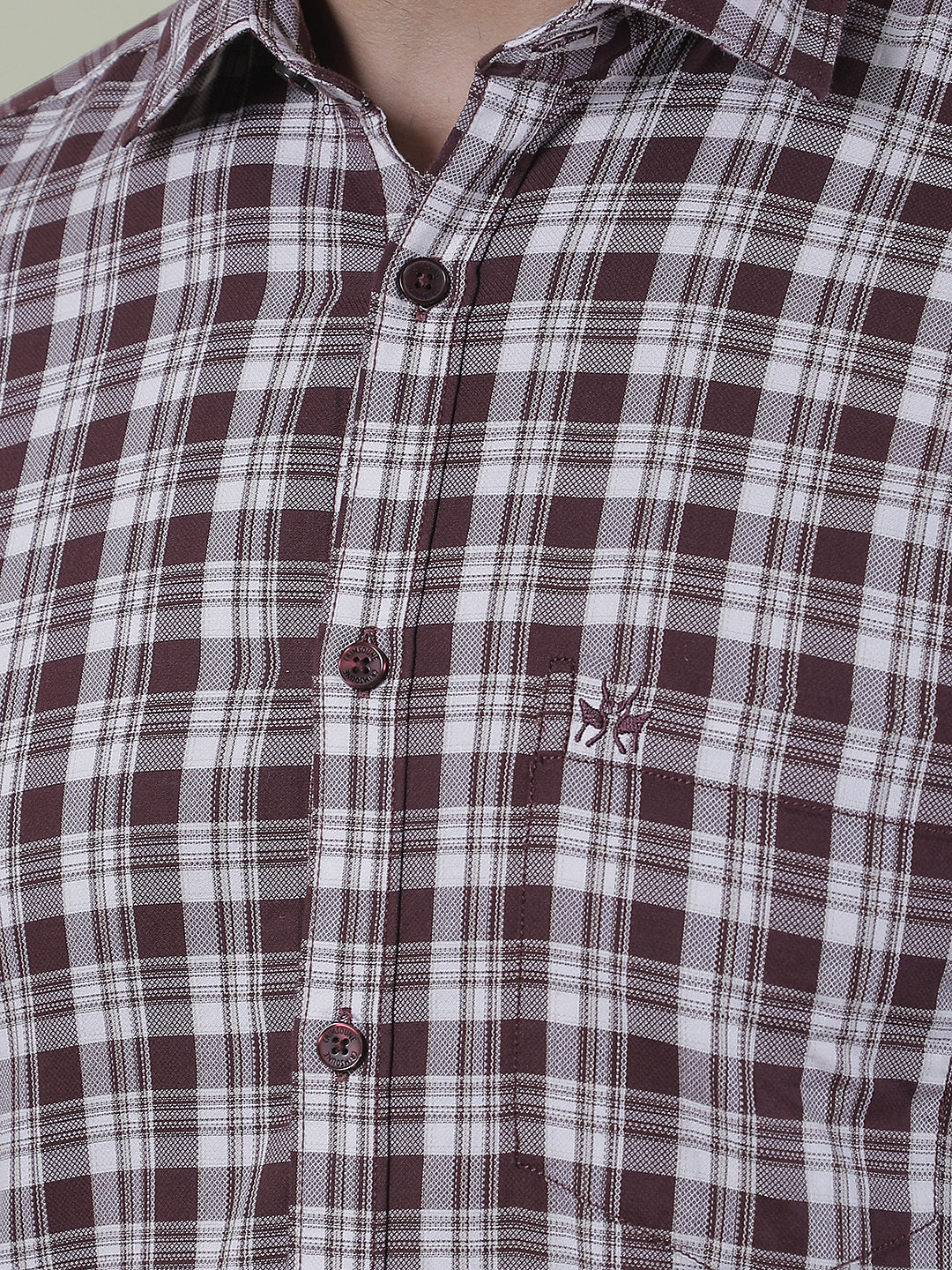 Brown Checked 100% Cotton Shirt