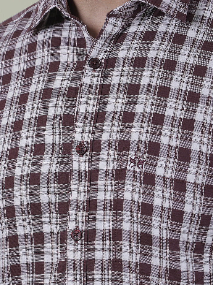 Brown Checked 100% Cotton Shirt