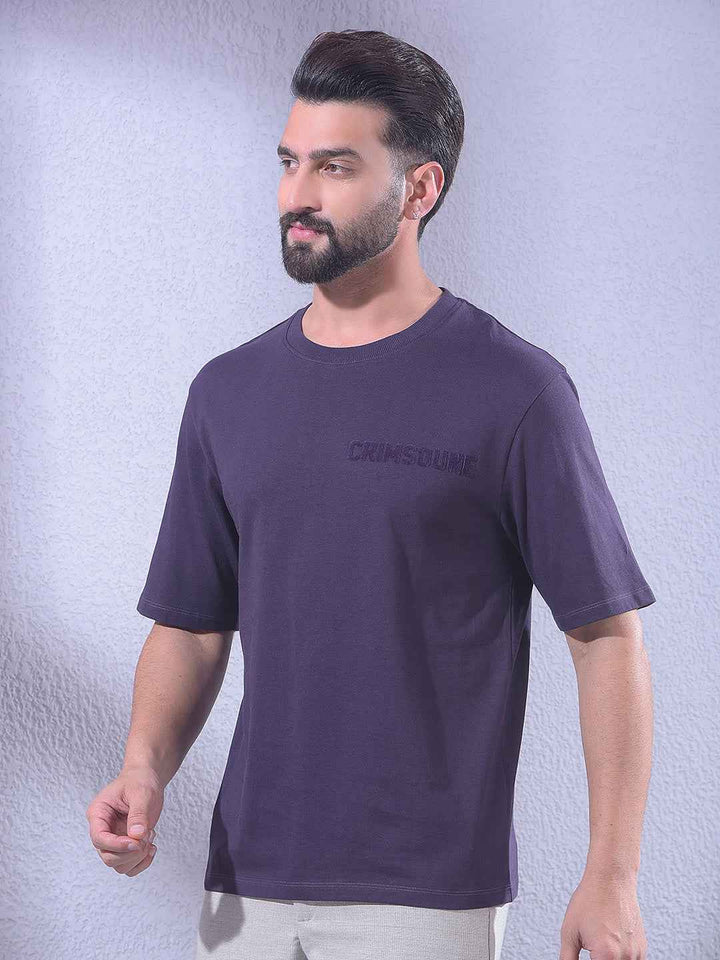 Purple 100% Cotton Oversize Brand Logo T-Shirt