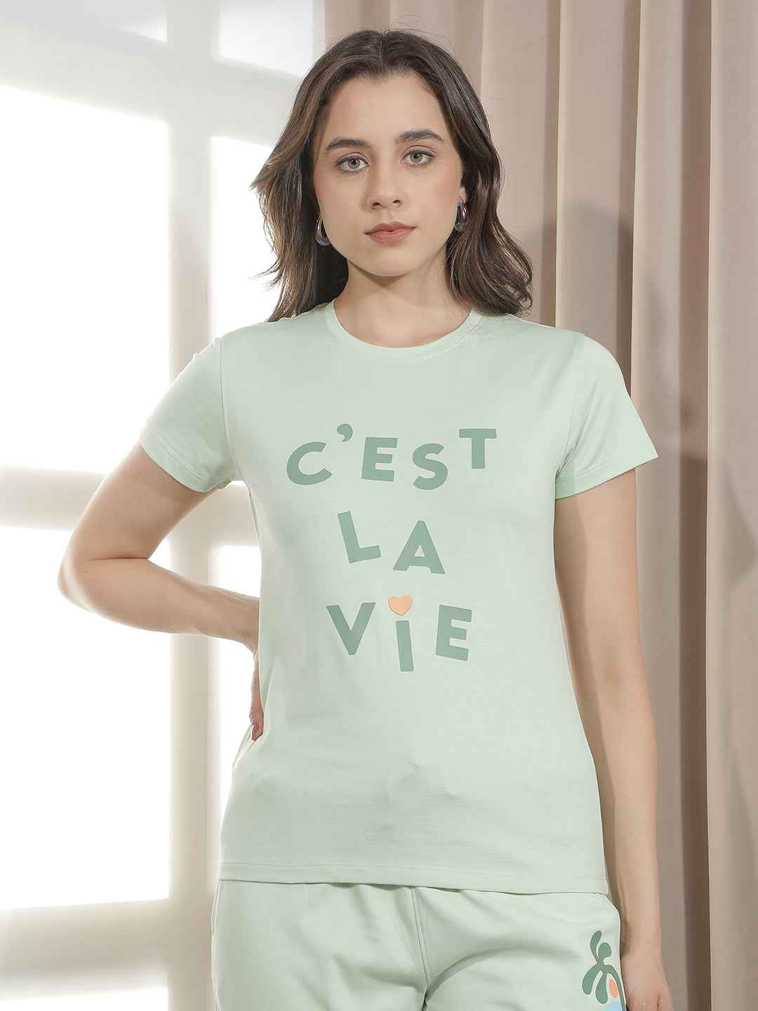 Green Typographic Printed T-Shirt