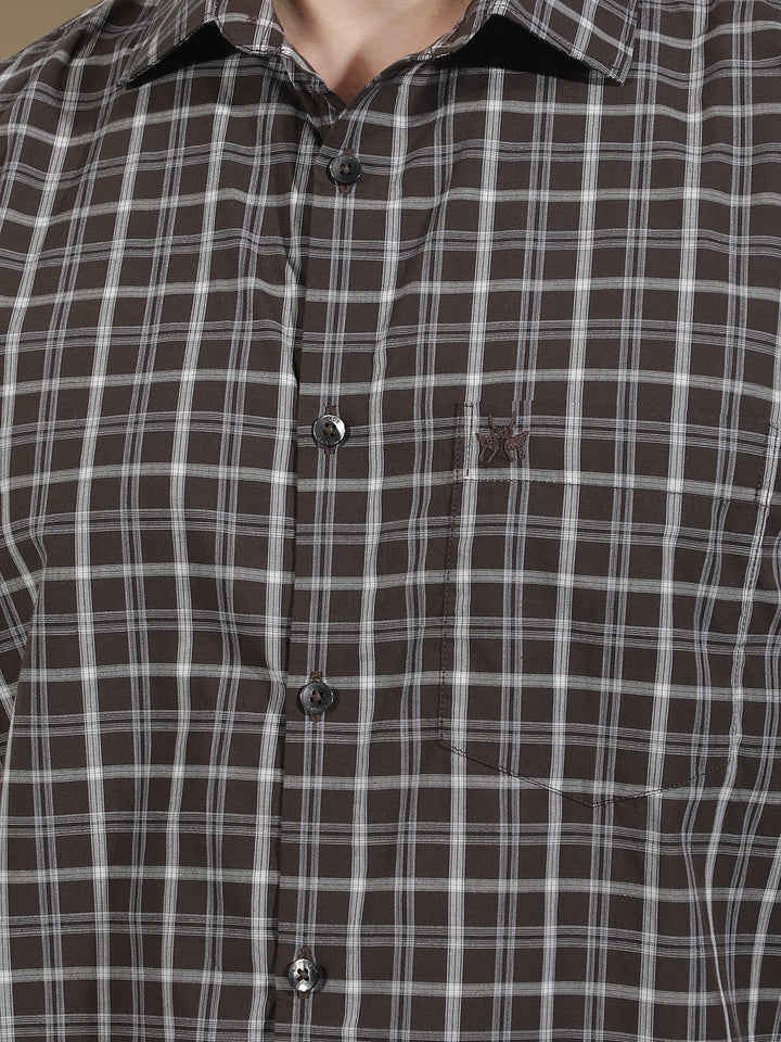 Wine Checked 100% Cotton Shirt