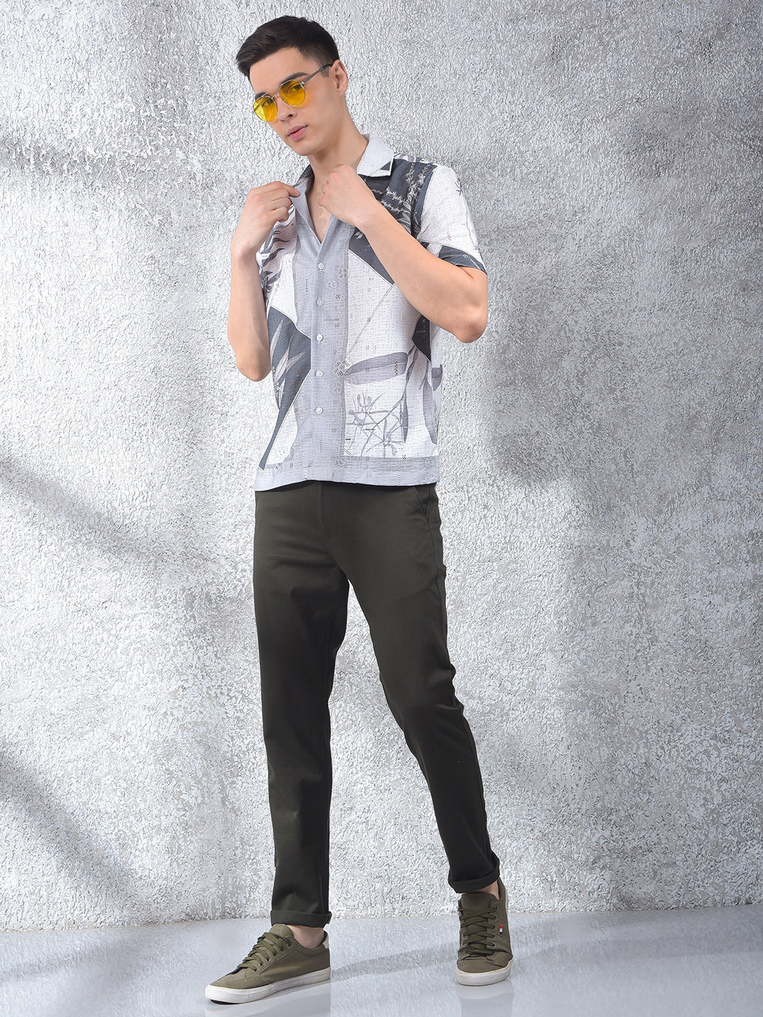 Off White Graphic Print Cuban Collar Shirt-Men Shirts-Crimsoune Club