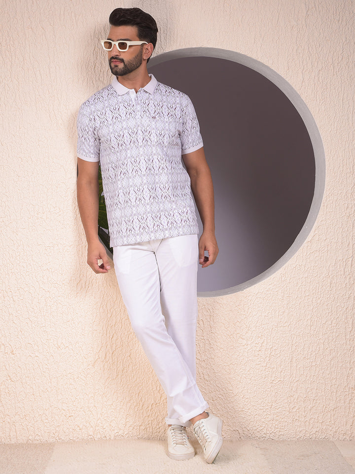 White Textured 100% Cotton Trousers