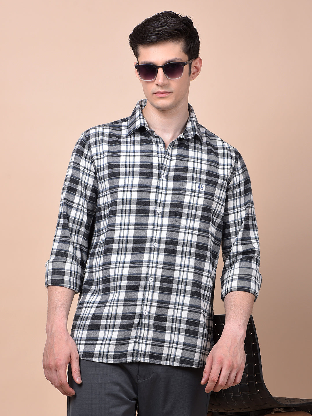 Blue Checked 100% Cotton Shirt