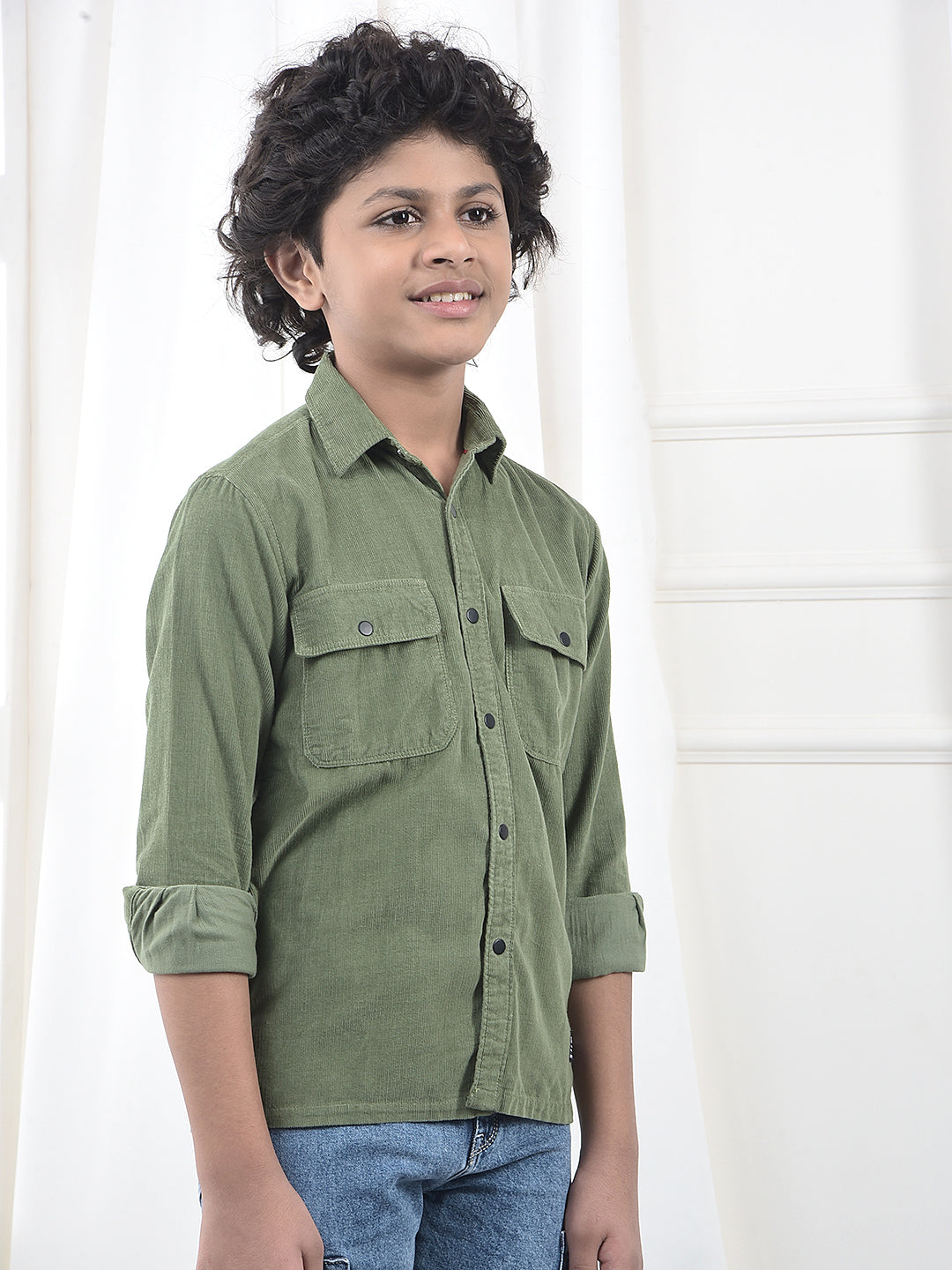 Green 100% Cotton Corduory Shirt